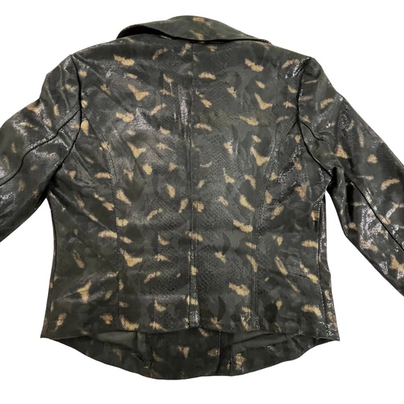 Rock & Republic Foil Motorcycle Jacket Snake Print Full Zip Biker Jacket S - Picture 9 of 13